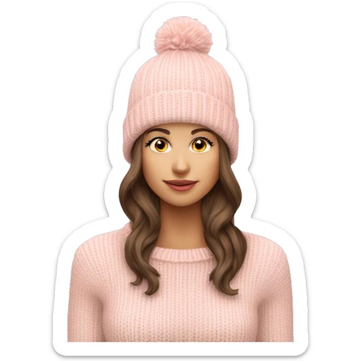 Pale blush pink winter knit cap isolated sticker