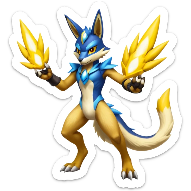Shiny Epic Handsome Badass Lucario-Renamon-Zeraora-hybrid (Full body) sticker