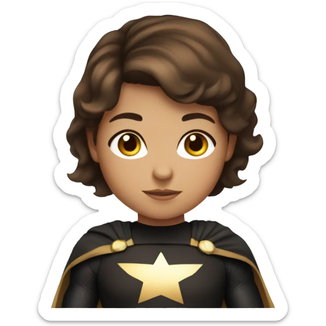 superhero, child, girl, short brown hair, brown eyes, Hispanic, freckles sticker