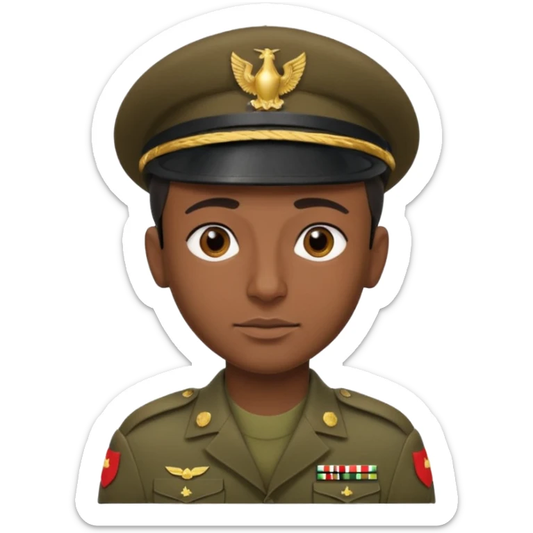 
portrait of an Iraqi soldier, from head to chest, with a neutral expression sticker
