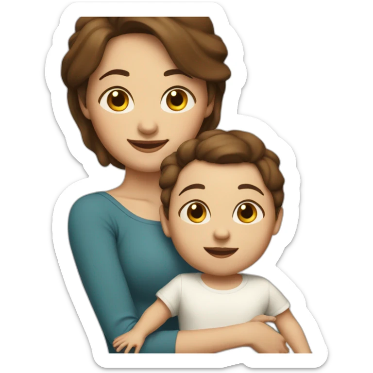 mother and toddler with brown hair5 and white skin full length sticker