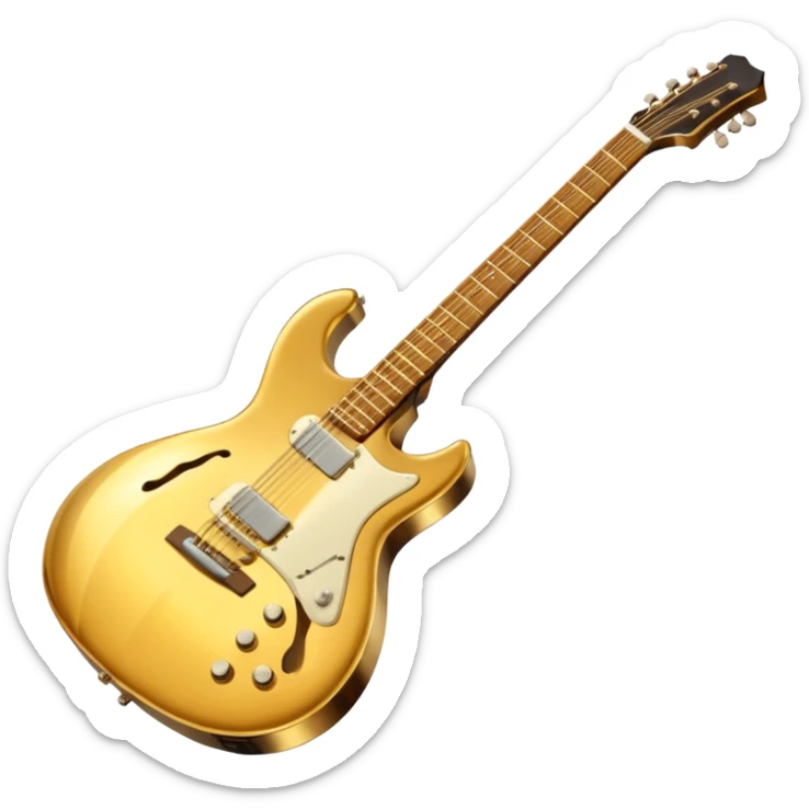cinematic-realistic-guitar,-polished-metal,-warm-golden-reflections-dancing-along-its-surface,-soft-hands-carefully-positioned-over-the-keys,-glowing-with-an-elegant-and-airy-charm. sticker