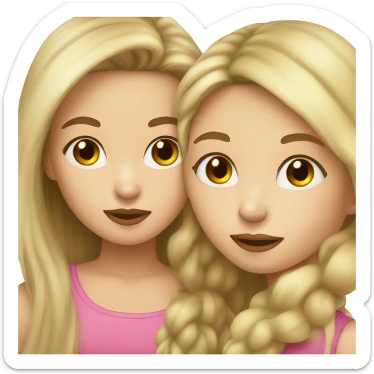 Girl with brown hair kissing girl with blonde hair sticker