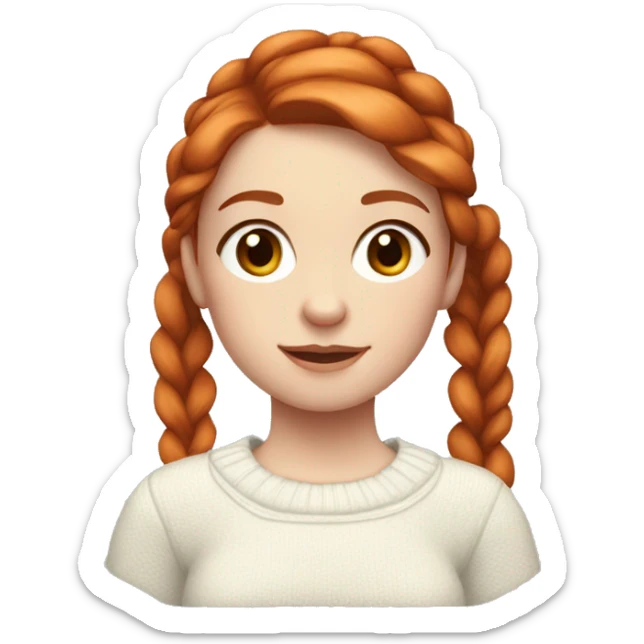 Red-haired girl in low ponytails with pale skin white sweater sticker