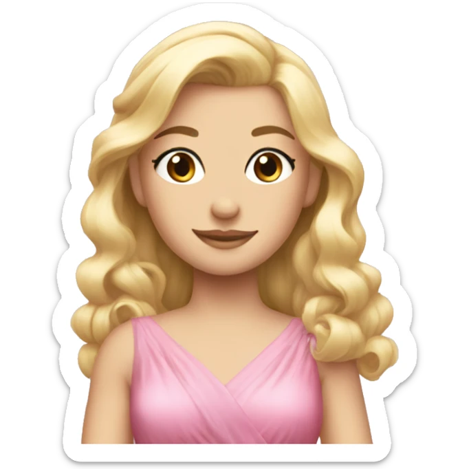 Princess blone hair wear pink dress  sticker