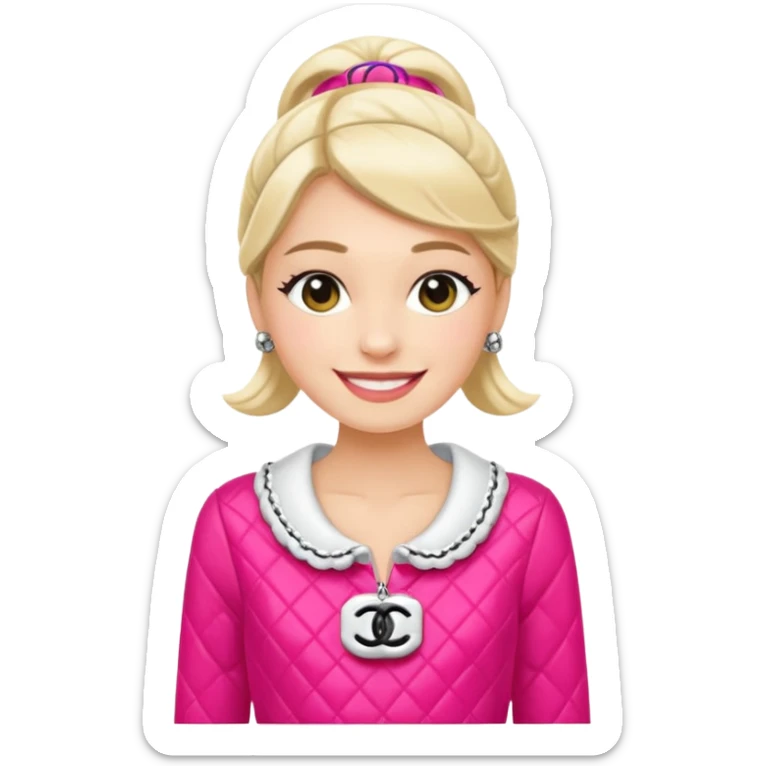 ma petite sœur, qui prend un vêtement pour adultes chez Chanel et la sticker