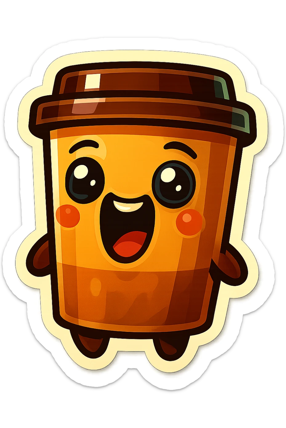 Tall coffee cup, laughing dramatically at self sticker