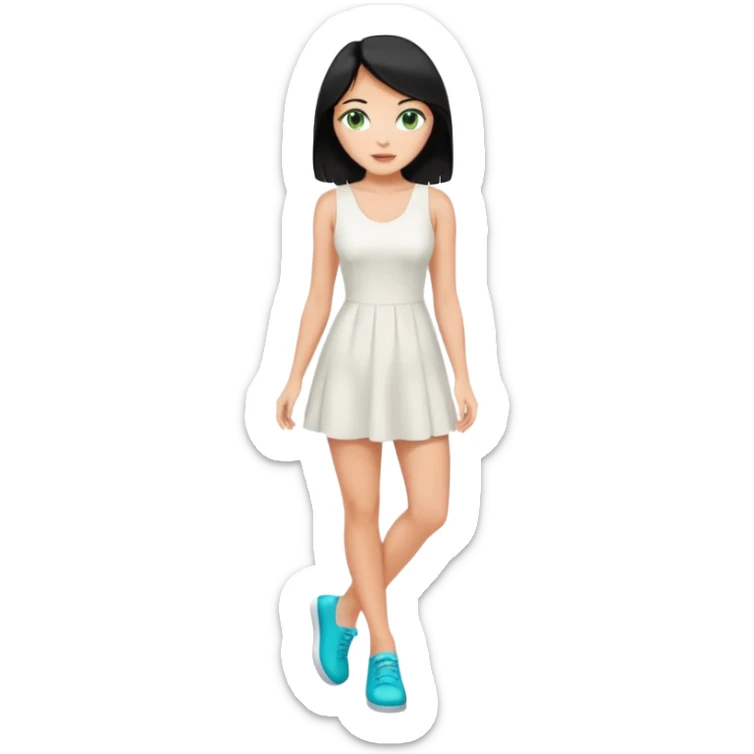 King, black hair, body, legst, blue eyes, shoes, woman blonde hair, green eyes, sexy white short sleveless dress, shoes sticker