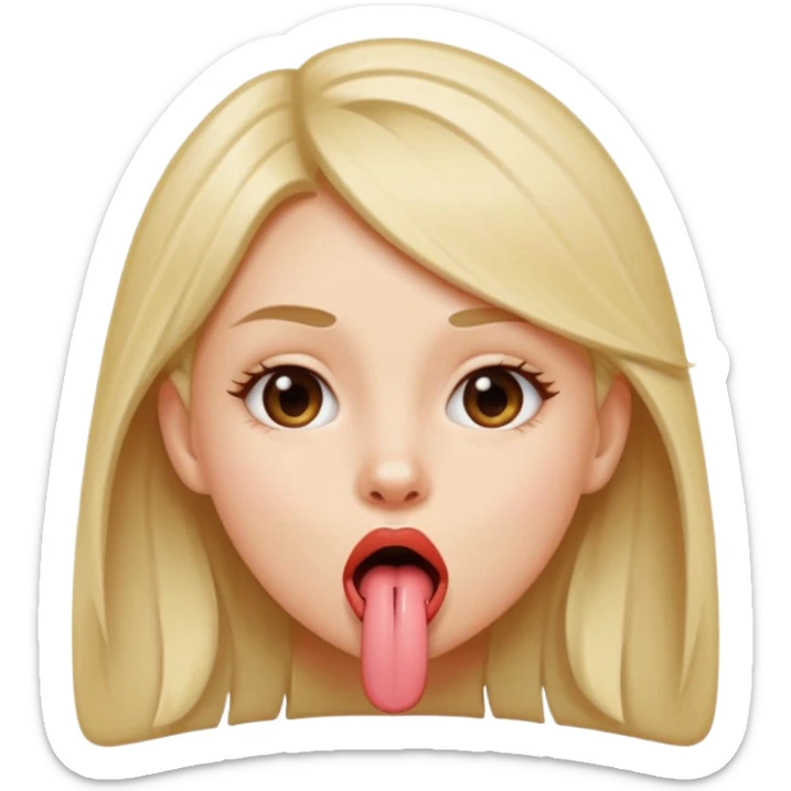 girl sticking her tongue out a little bit out the side of her mouth  sticker