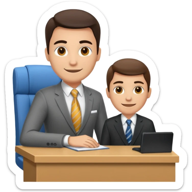 un recruteur à son bureau en face d'un candidat tourné de 3/4 sticker