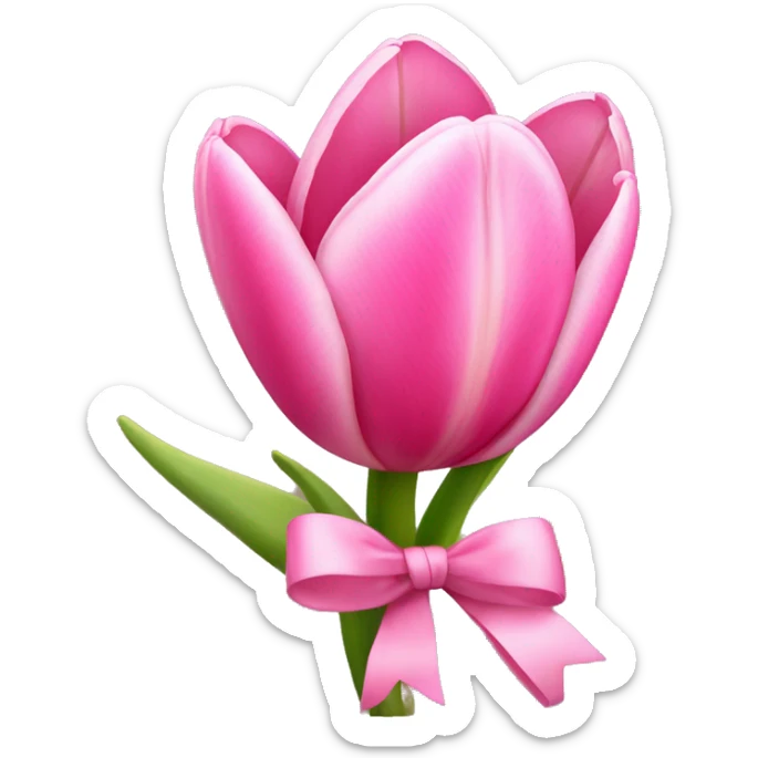 Pink tulips with a bow sticker