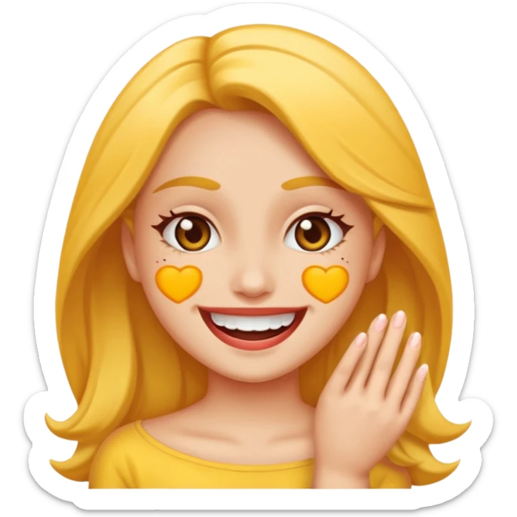 Emoji de una chica mordiéndose el dedo sonriendo de forma coqueta  sticker