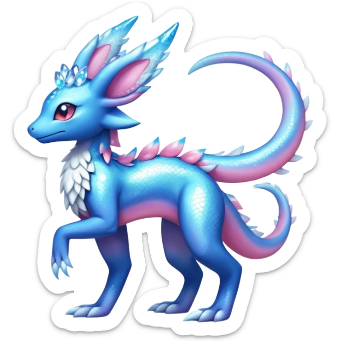 Colorful Shiny Exotic Amaura-Salandit-Aurorus-Sylveon-Fakémon-hybrid-creature (full body)  sticker