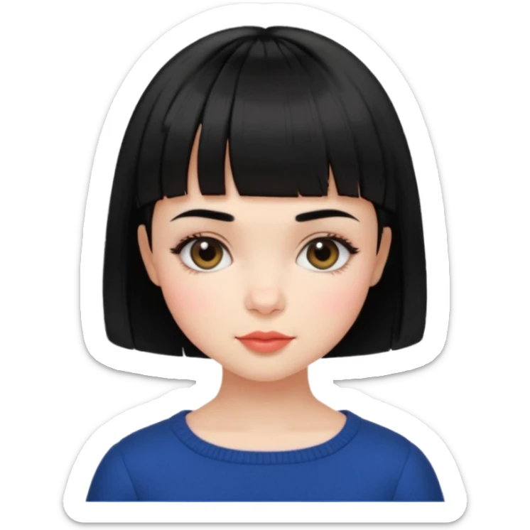 Gorgeous french girl short french haircut baby bangs black hair Amelie Beautiful Blushing Petite Girl with beautiful hair aesthetic sticker