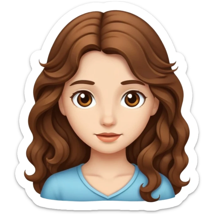 girl with long wavy brown hair and fair skin sticker