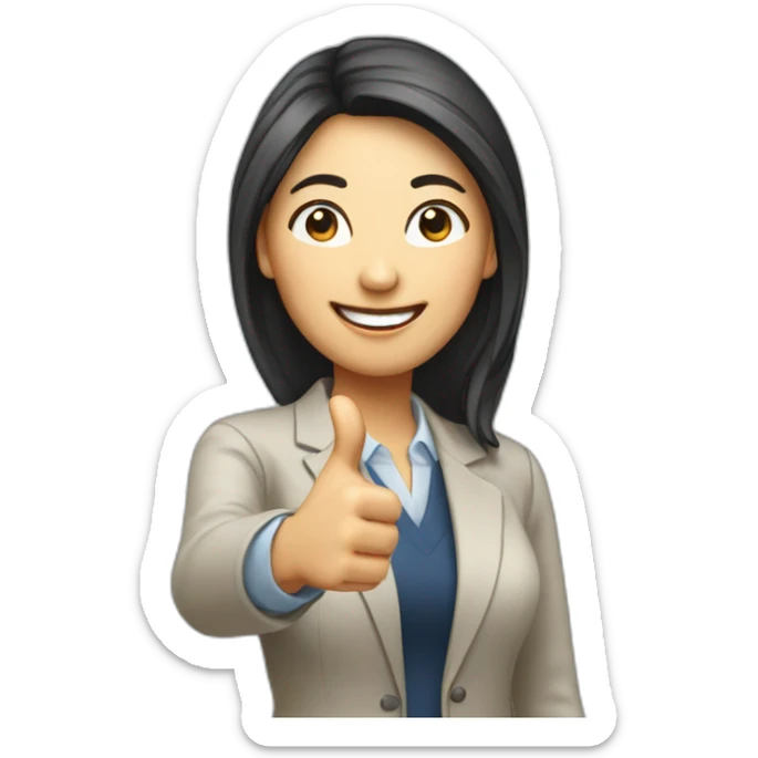 female asian CEO of an IT company thumbs up sticker