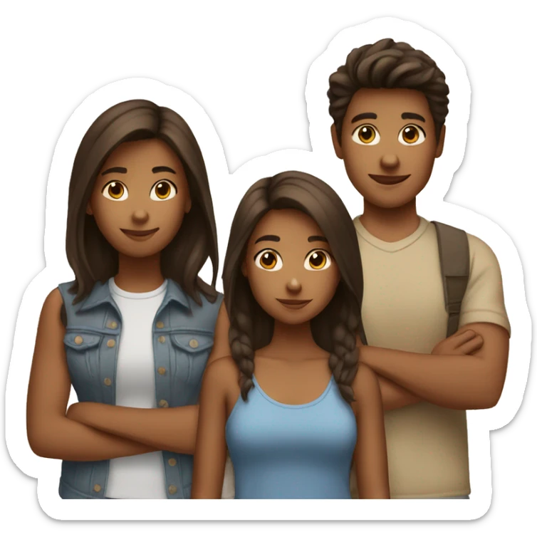 A brown teenage girl with 2 boys one brown one tan  sticker