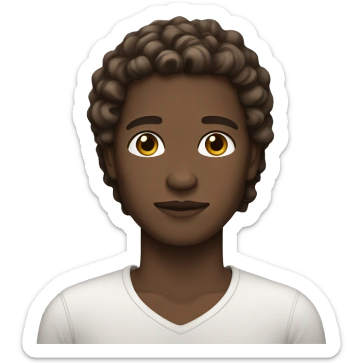 Person whit brown eyes, white skin, and wavy and brown hair and a long hair  sticker