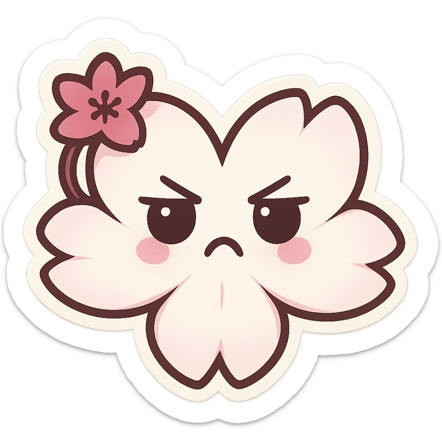 goth sakura heart, heart made of white sakura petals with pink accents, adorable and bold sticker
