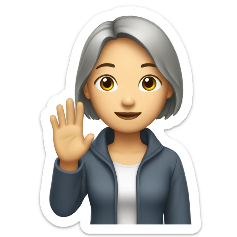 Asian woman (full body) (raising hand in air) (legs) sticker