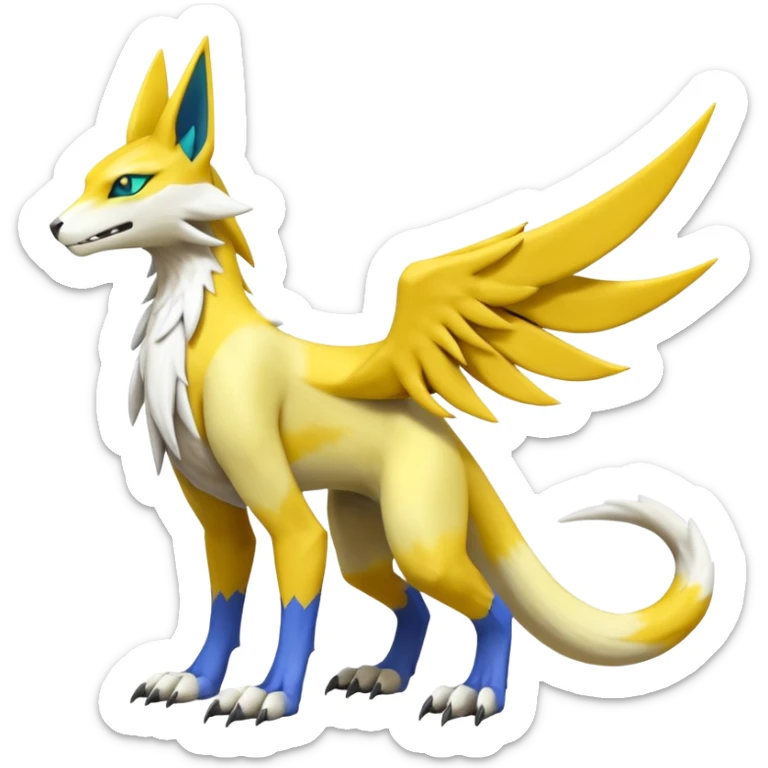 Latias-Vernid-Sergal-Lombax-Koraidon-Renamon-Zeraora-Bastet-Fakémon-Digimon-hybrid-fusion-creature, full body sticker