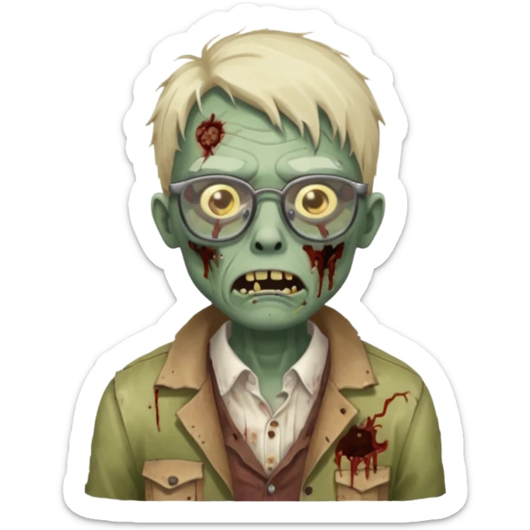 Zombie with glasses sticker