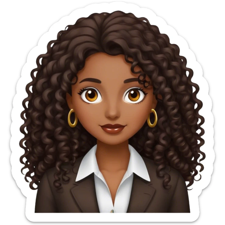 Rich dark brown girl with dark brown long curly hair Realtor  sticker