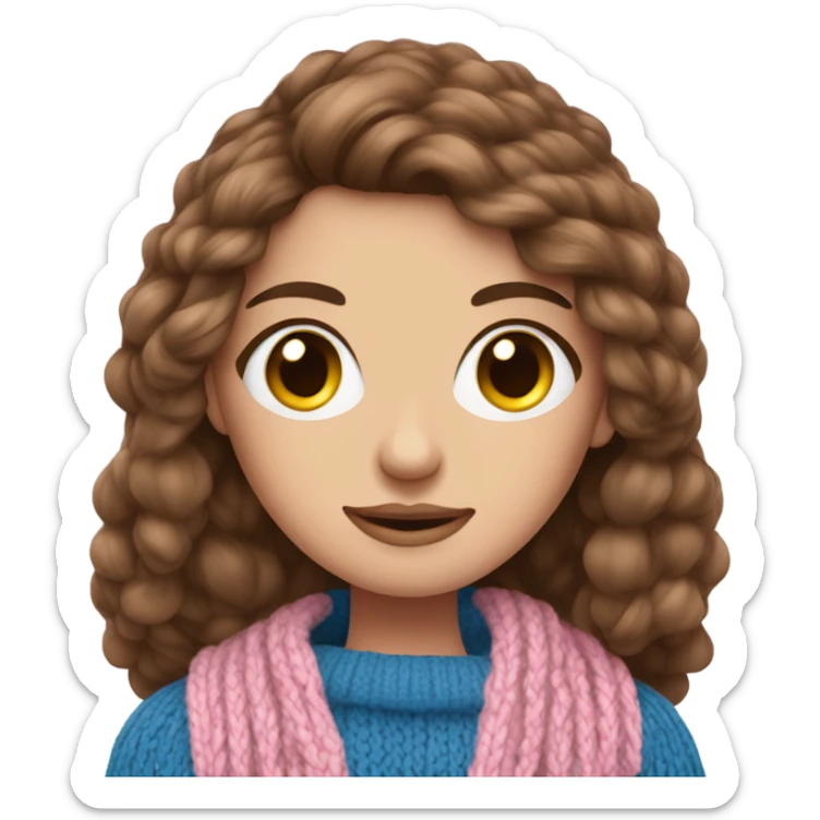 beautiful finnish brown hair woman with blue eye knitting pink sweater  sticker