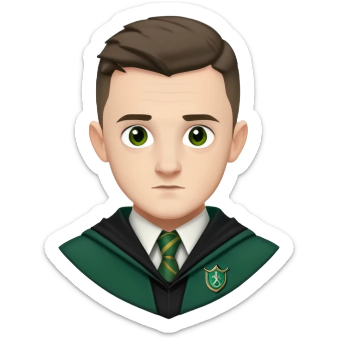Josh Herdman is Gregory Goyle in harry potter, wear hogwarts slytherin uniform sticker
