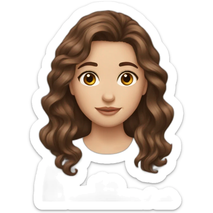 Brown hair brown eyes wavy hair girl sticker