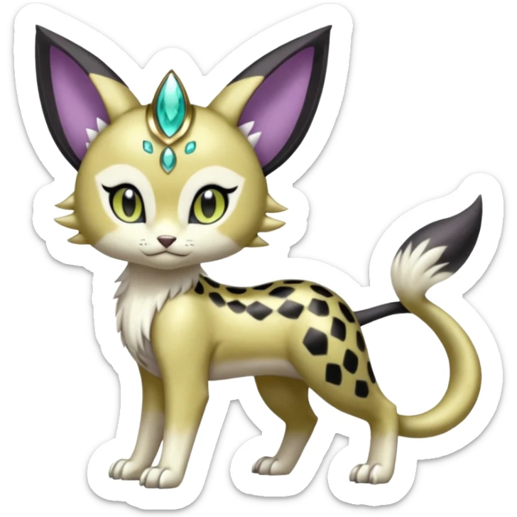 Shiny Elegant Pretty Beautiful Divine Furry Realistic  Meloetta-Noibat-Gatomon-Liepard-Pokémon-Digimon-Fakémon-fusion-hybrid-creature sticker