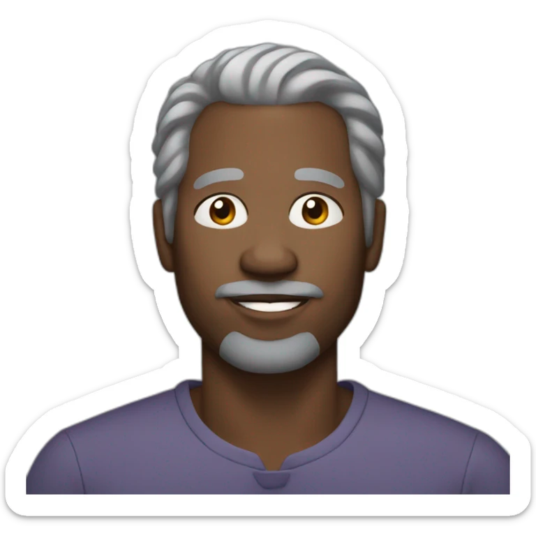 45 years old black  man with grey hair but no beard and no mustache sticker