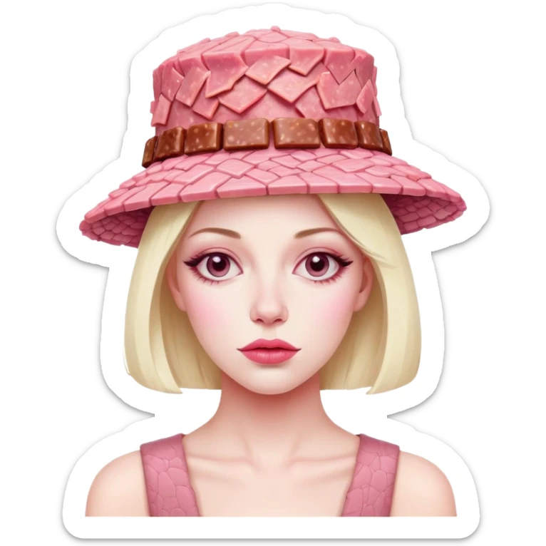 paris woman in avant garde hat made of SPAM MEAT sticker