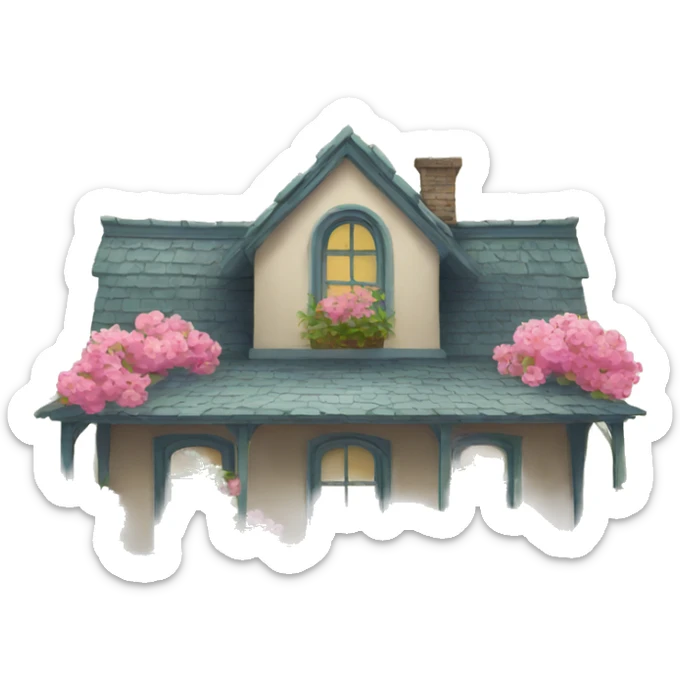 Flower house sticker
