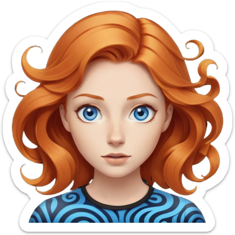 scream female ginger hair blue eyes middle of face turning in to a black swirling vortex sticker