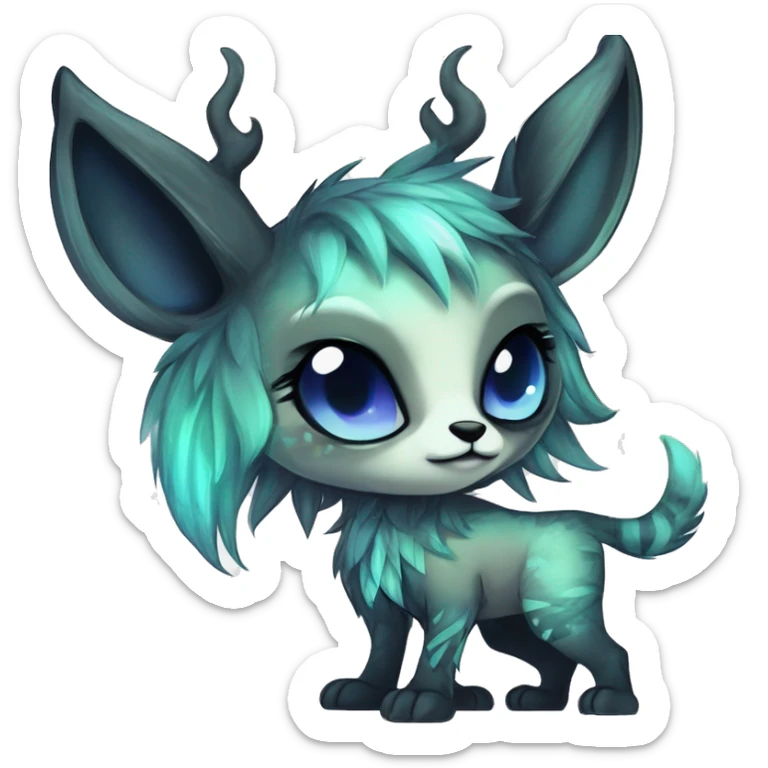 Cool cute Kawaii edgy fantasy shiny chibi animal creature fursona Fionbri vernid by griffsnuff & LiLaiRa & Falvie full bodyal sticker