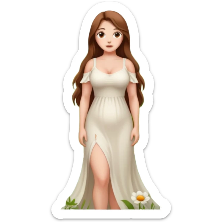 Beautiful naked woman, full body, big breasts, wide hips, visible vulva slit sticker