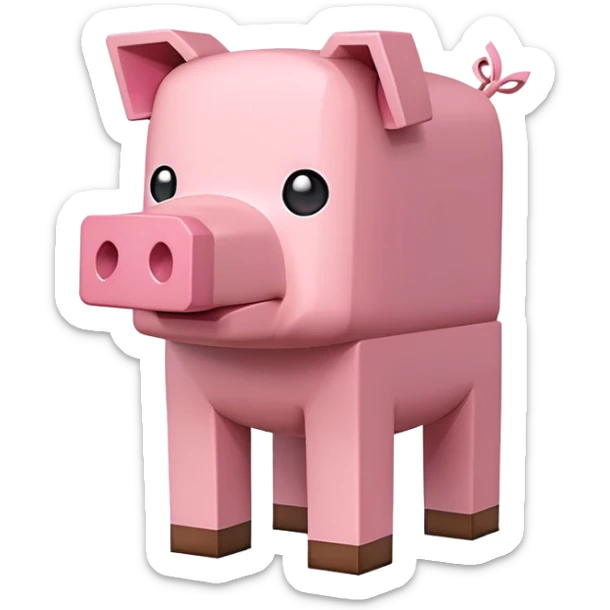 minecraft pig full body pink blocky animal square head square body sticker