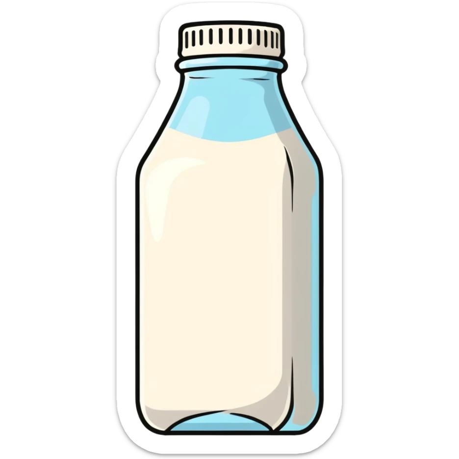 heavenly bottle of pure milk with angelic glow, spiritual nourishment sticker