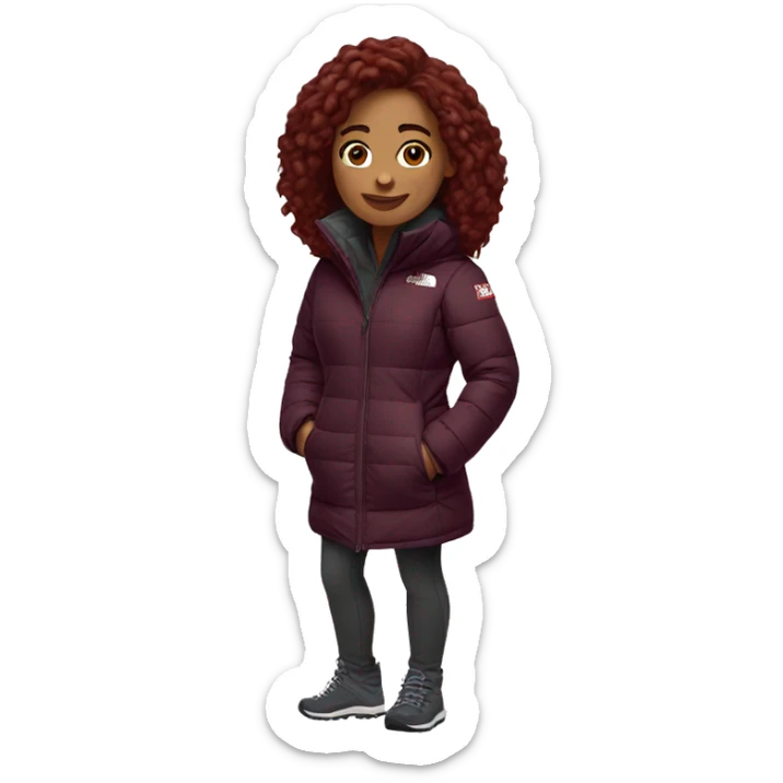 beautiful burgundy haired Girl wearing northface full body sticker