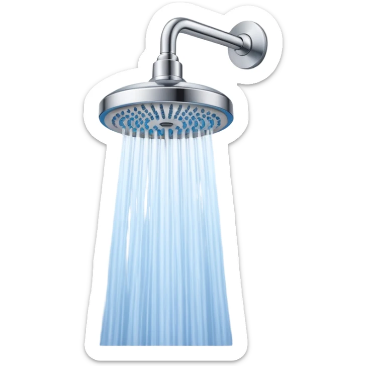 “Flat icon-style emoji of a wall-mounted shower head, blue and gray tones, clean vector design” sticker