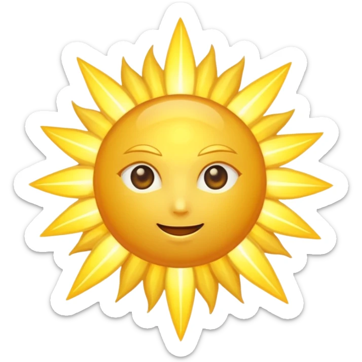 A large, bright sun, with an intense yellow center and golden rays all around, illuminated and vibrant.
Prompt: “A radiant golden sun, with long, bright rays all around, an intense yellow center, sticker