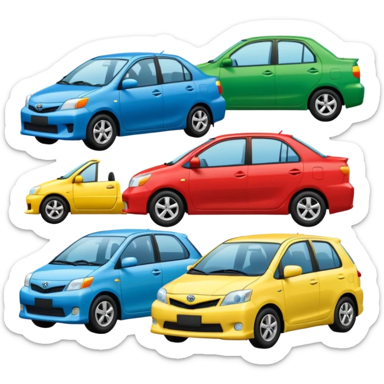 group of 4 Toyota cars emoji style sticker