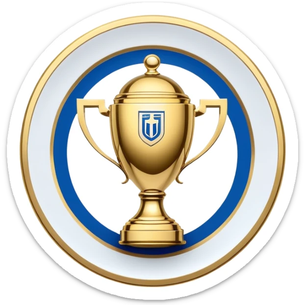 gold football plate with blue accents, inspired by Israeli Premier League trophy sticker