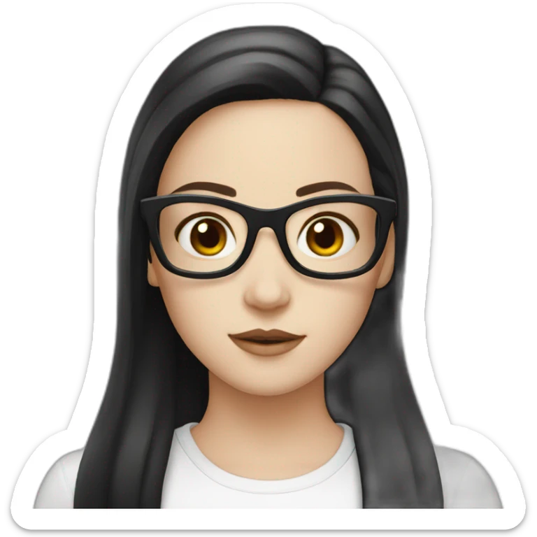 White Girl with black hair with white skin and wings and glasses sticker