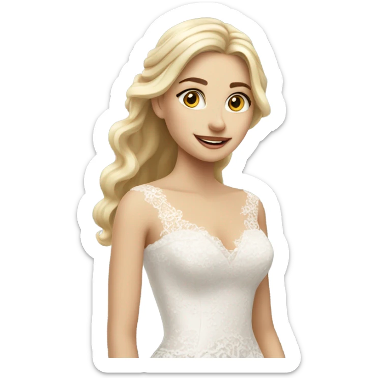 Beautiful blonde girl with long lace wedding dress sticker