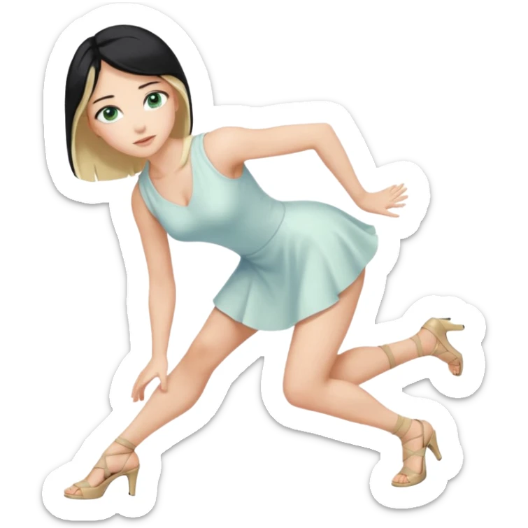 King, upright, black Hair, blue eyes, whole body, Woman, blonde Hair, Green eyes, bending knee, sleveless White Dress, sticker