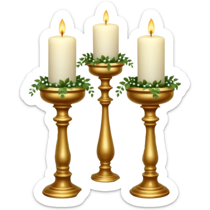 Aesthetic scenic beautiful gorgeous pretty elegant sparkly shiny scene of Candles, flowers, marble pedestals, lush vines, ferns, scenic aesthetic scenery sticker