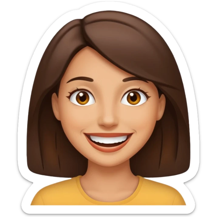 tan, brunette woman who is sunny like the teletubby sun and is optomistic sticker