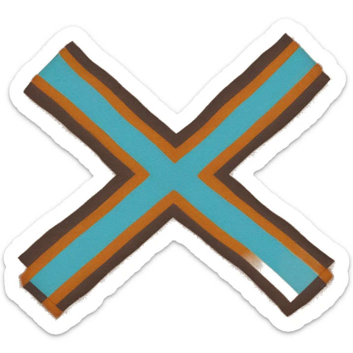 The Goliushi Language flag: a brown flag with a navy blue cross, an Aquamarine line though it, two yellow squares on the cross, and an orange bright orange stripes in the center of the cross  sticker